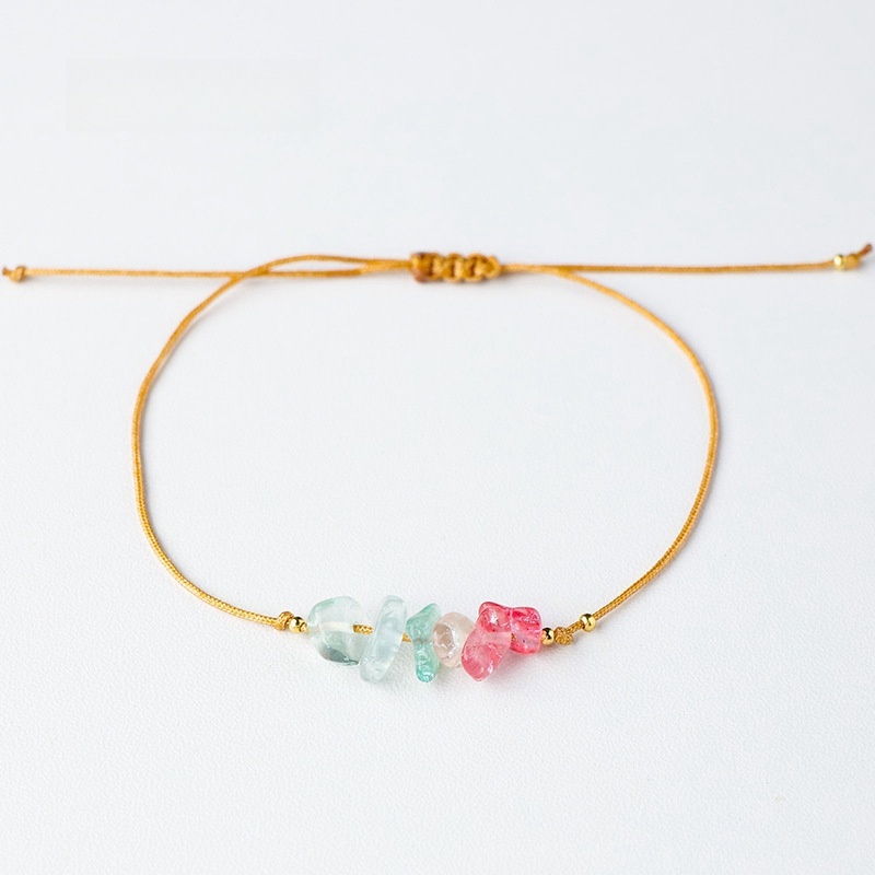 Wax thread hand-woven irregular gravel raw stone bracelet