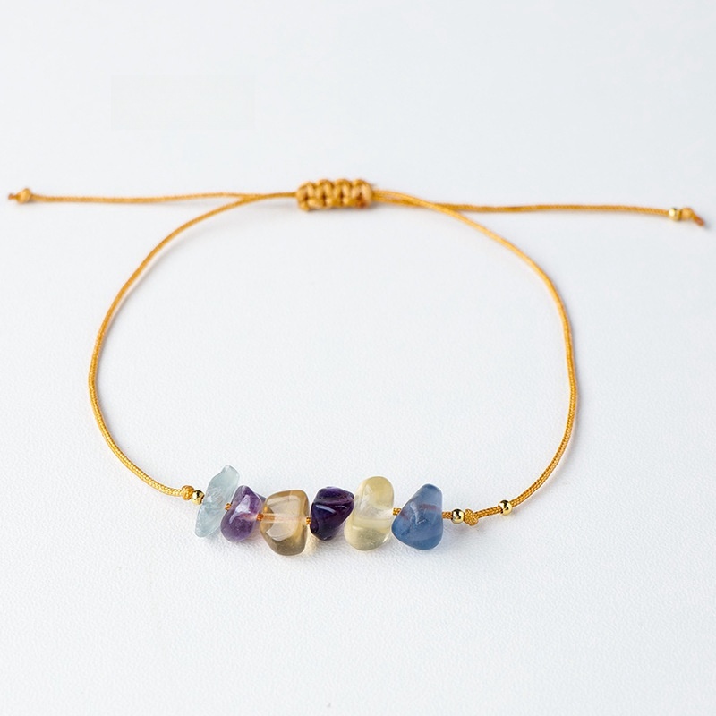 Wax thread hand-woven irregular gravel raw stone bracelet