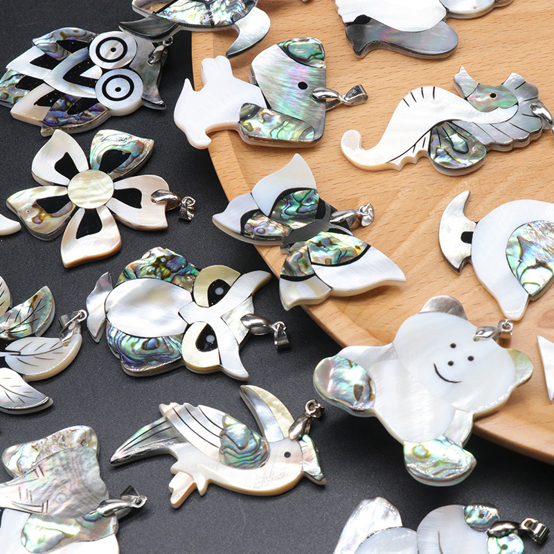 Animal Pendantl shell owl abalone shell white shell stitching various animal pendant items
