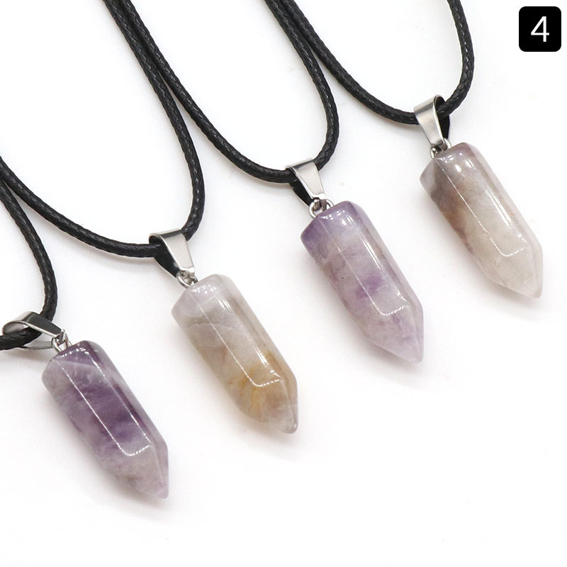 Natural crystal agate stone bullet hexagonal column pendant batch