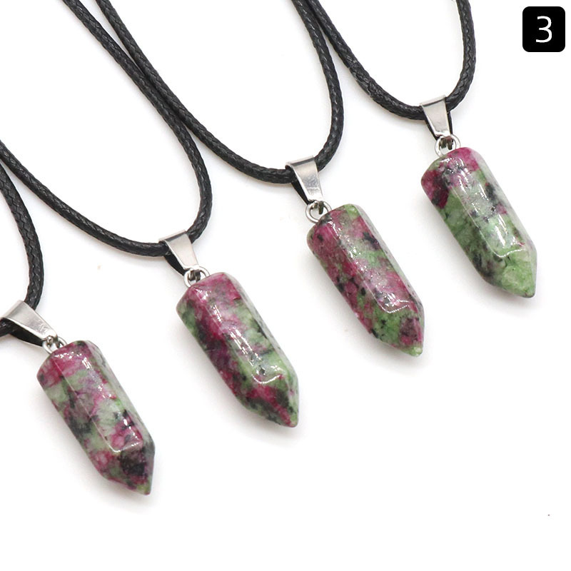 Natural crystal agate stone bullet hexagonal column pendant batch