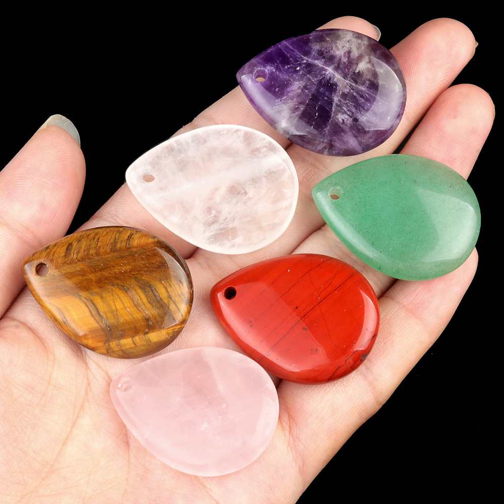25x33 water drop natural crystal agate stone pendant amethyst rose quartz diy jewelry pendant material
