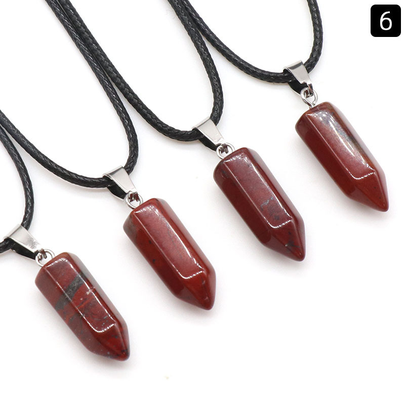 Natural crystal agate stone bullet hexagonal column pendant batch