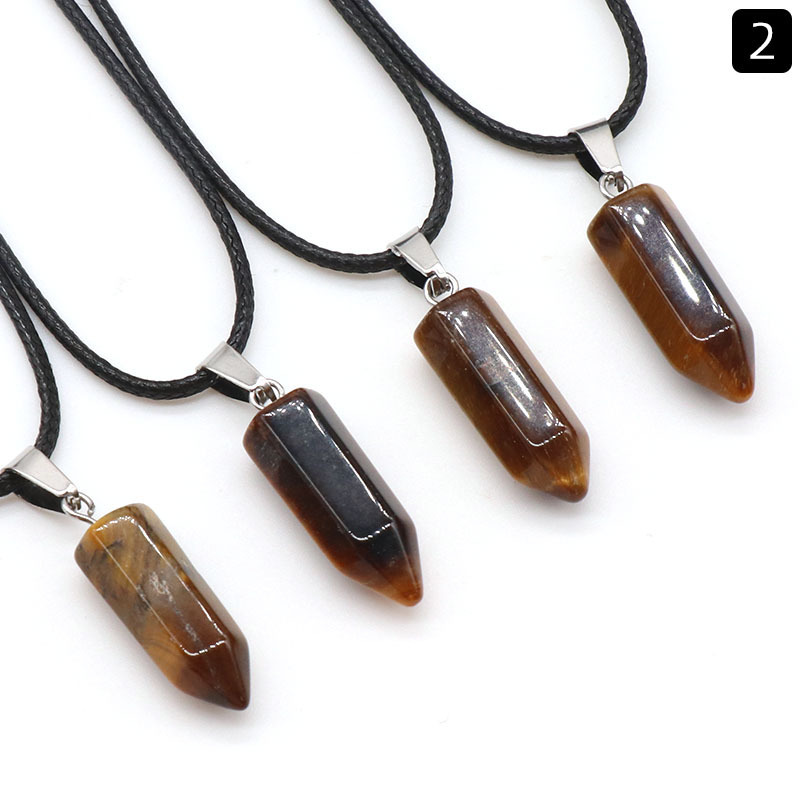 Natural crystal agate stone bullet hexagonal column pendant batch
