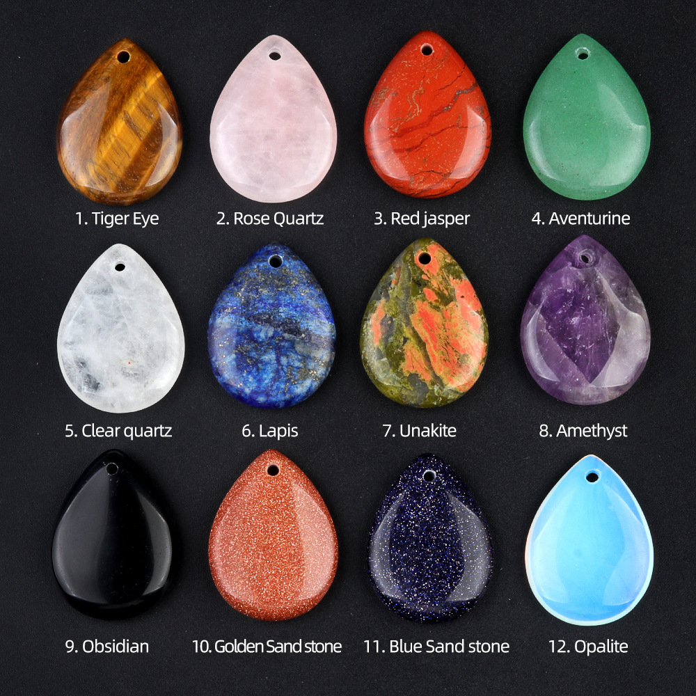 25x33 water drop natural crystal agate stone pendant amethyst rose quartz diy jewelry pendant material