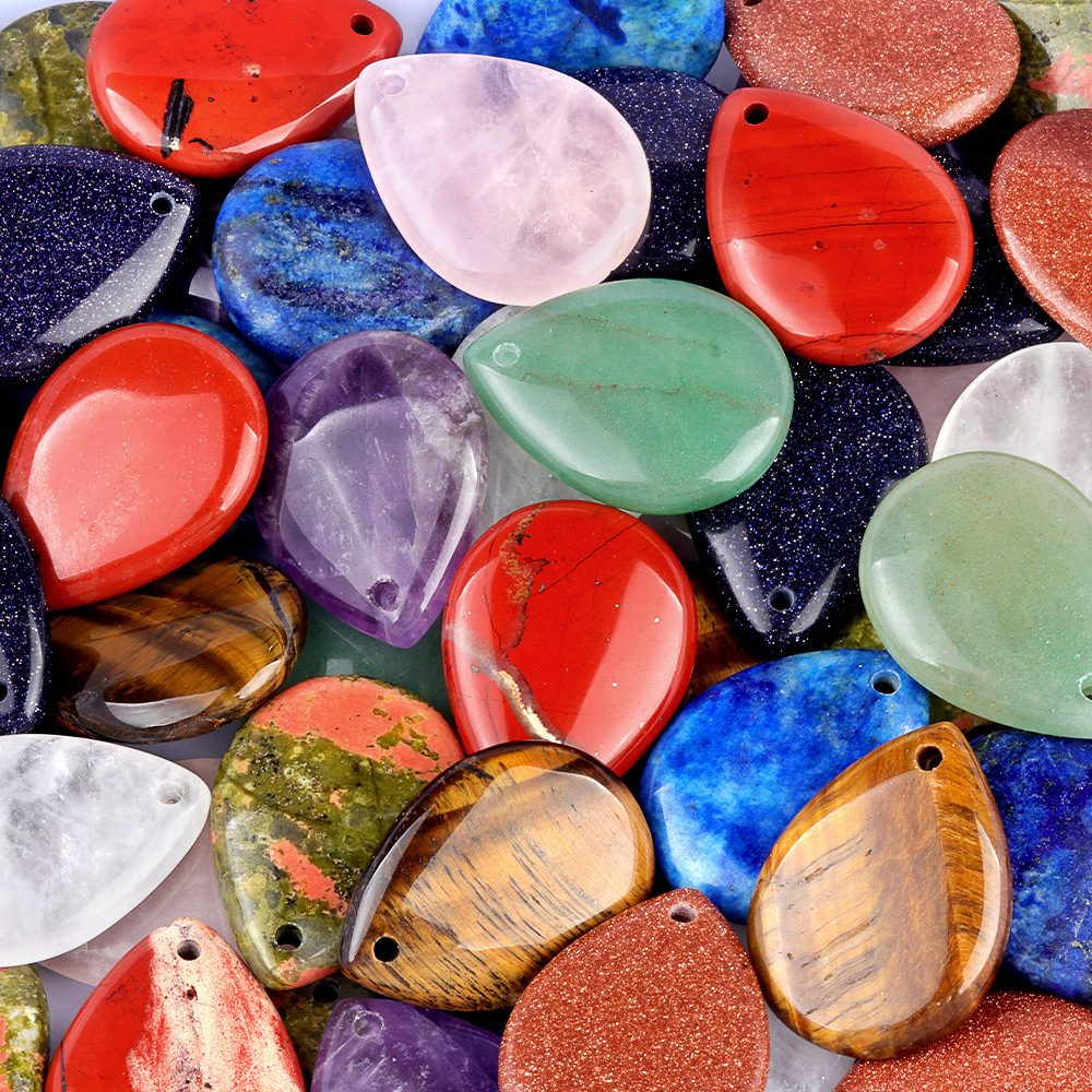 25x33 water drop natural crystal agate stone pendant amethyst rose quartz diy jewelry pendant material