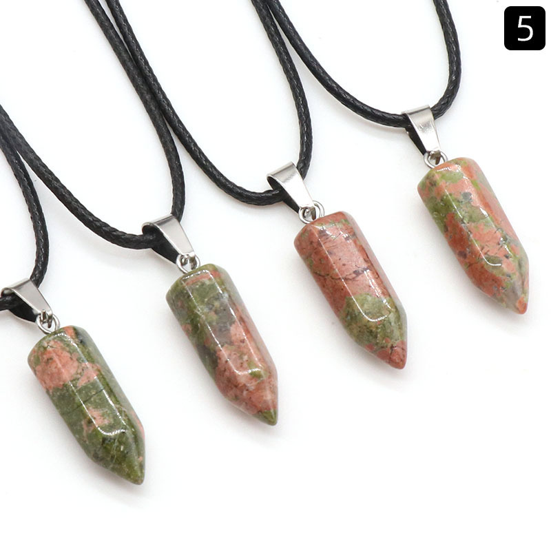 Natural crystal agate stone bullet hexagonal column pendant batch