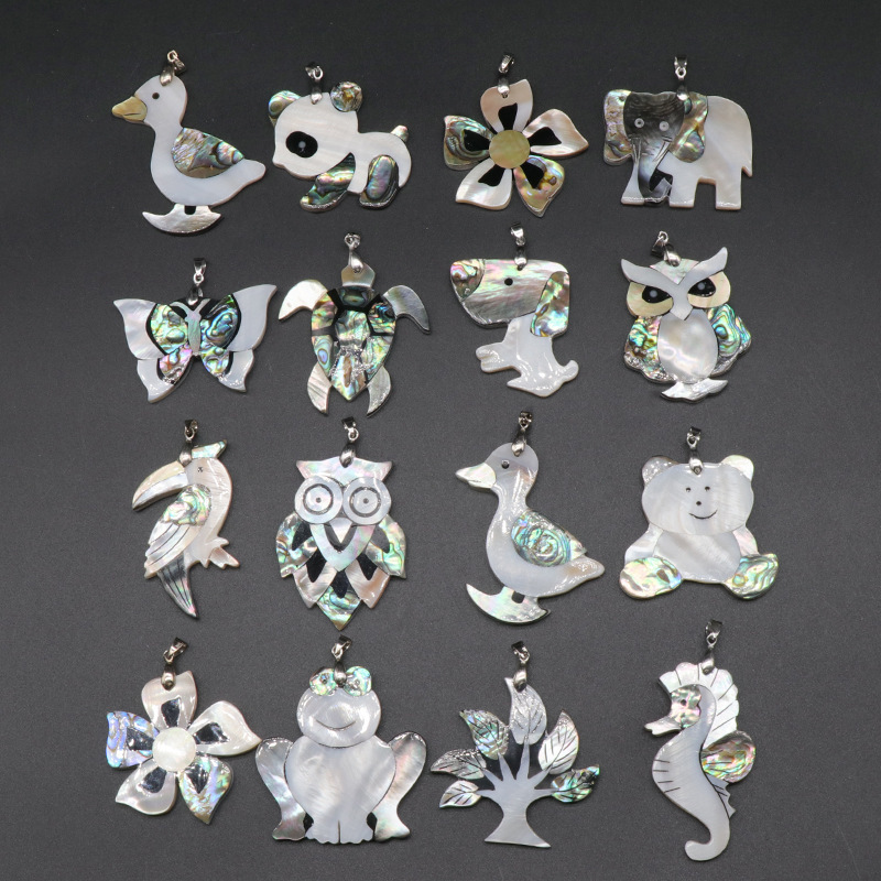 Animal Pendantl shell owl abalone shell white shell stitching various animal pendant items