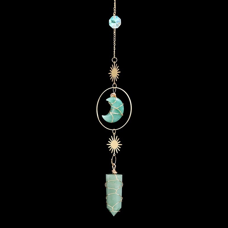 Natural crystal column crystal moon wind chime pendant