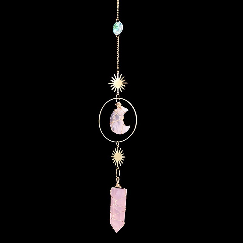 Natural crystal column crystal moon wind chime pendant
