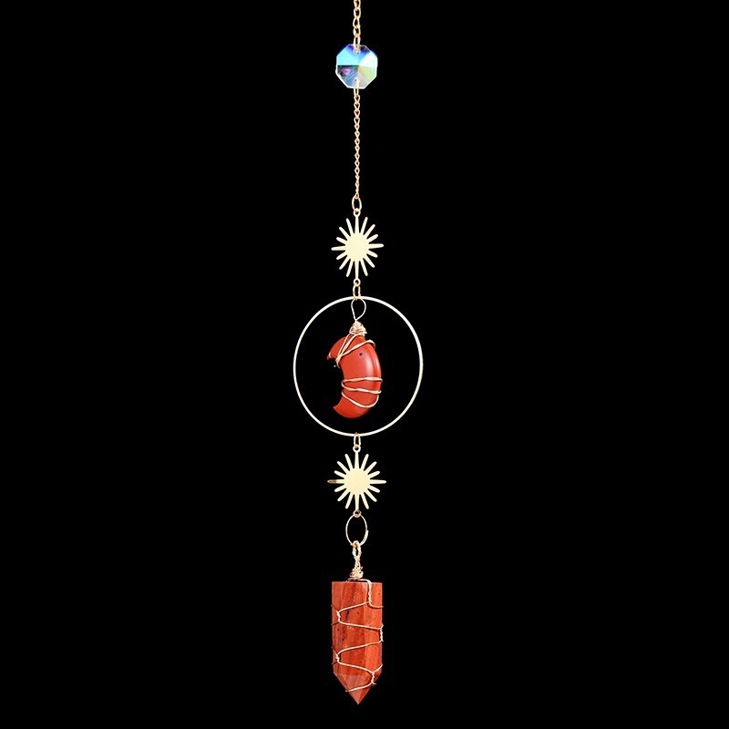 Natural crystal column crystal moon wind chime pendant