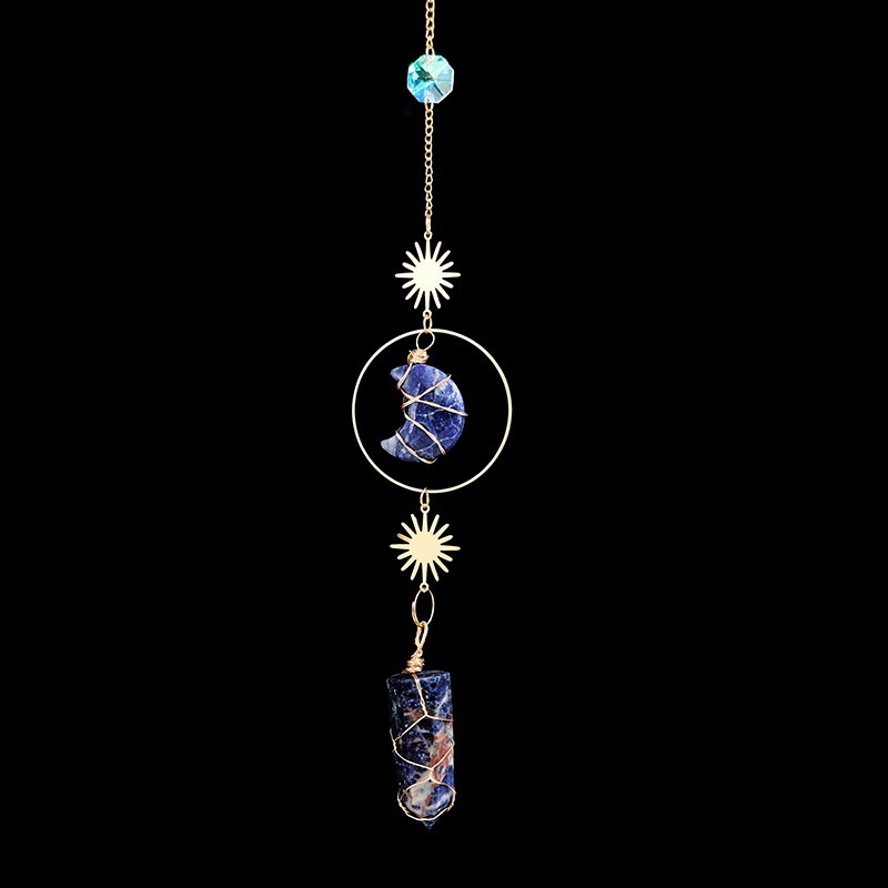 Natural crystal column crystal moon wind chime pendant