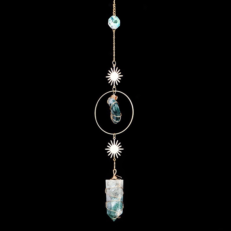 Natural crystal column crystal moon wind chime pendant