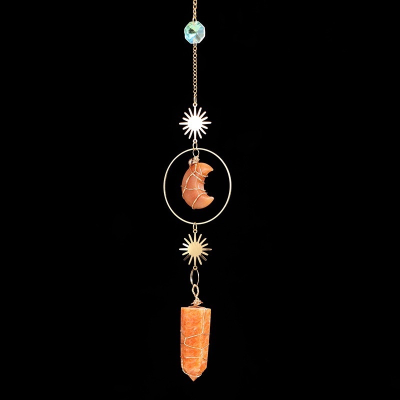 Natural crystal column crystal moon wind chime pendant