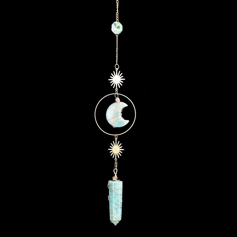 Natural crystal column crystal moon wind chime pendant