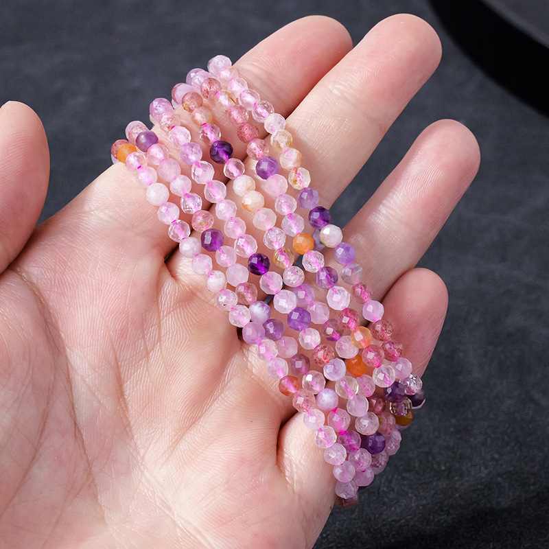 Natural crystal 4mm faceted super seven-loop round bead bracelet