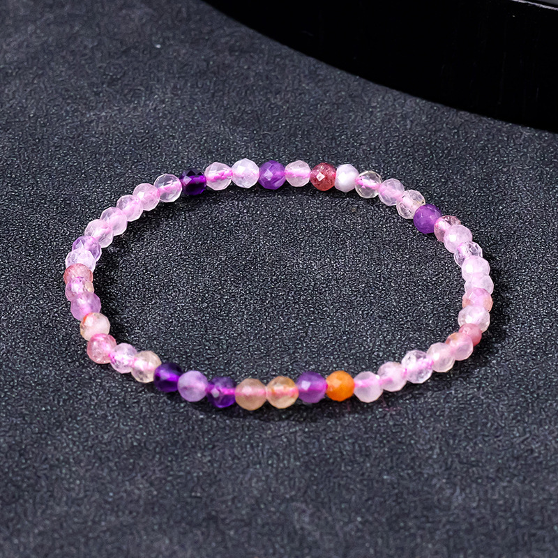 Natural crystal 4mm faceted super seven-loop round bead bracelet