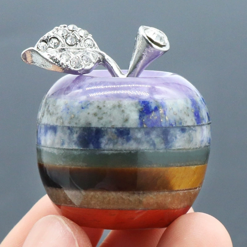 Natural crystal colorful apple ornaments 32mm splicing technology Christmas gifts Ping An home accessories