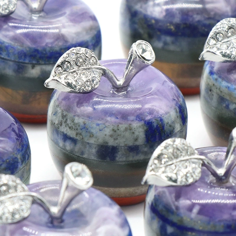 Natural crystal colorful apple ornaments 32mm splicing technology Christmas gifts Ping An home accessories