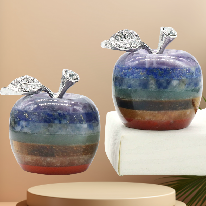 Natural crystal colorful apple ornaments 32mm splicing technology Christmas gifts Ping An home accessories