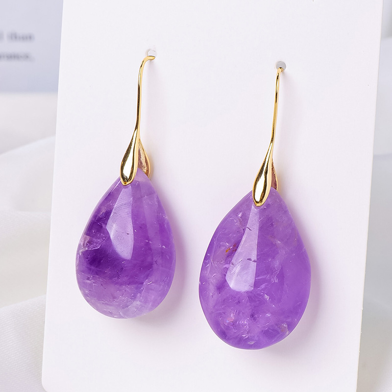 Natural Brazilian Amethyst Drop Earrings