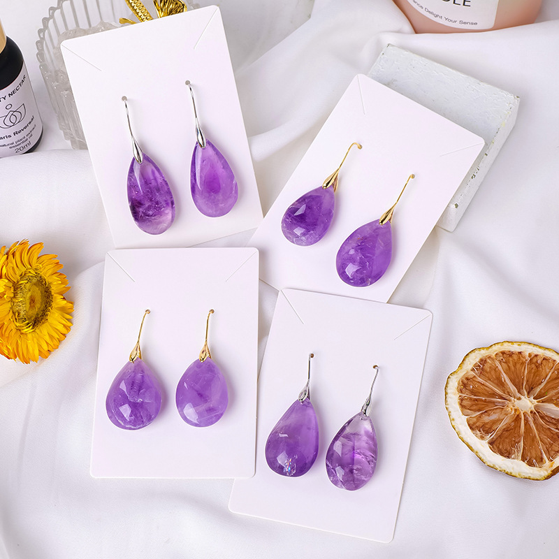 Natural Brazilian Amethyst Drop Earrings