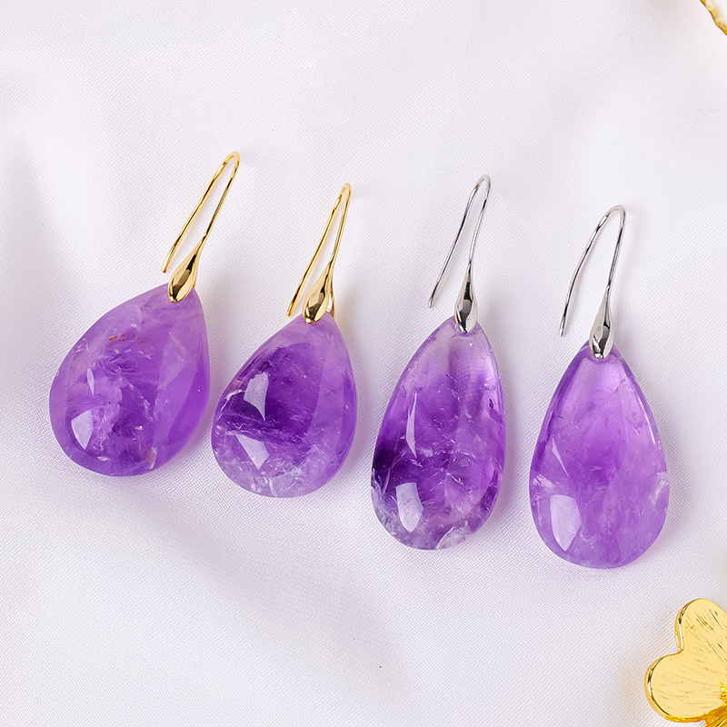 Natural Brazilian Amethyst Drop Earrings