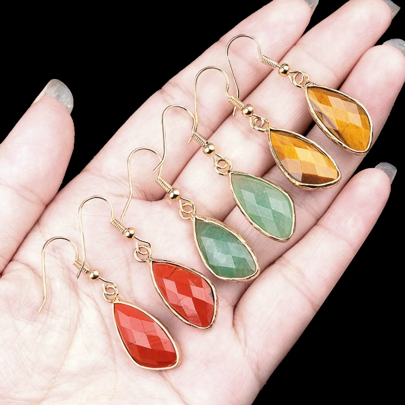 11x21mm amethyst rose quartz copper edged shaped drop earrings