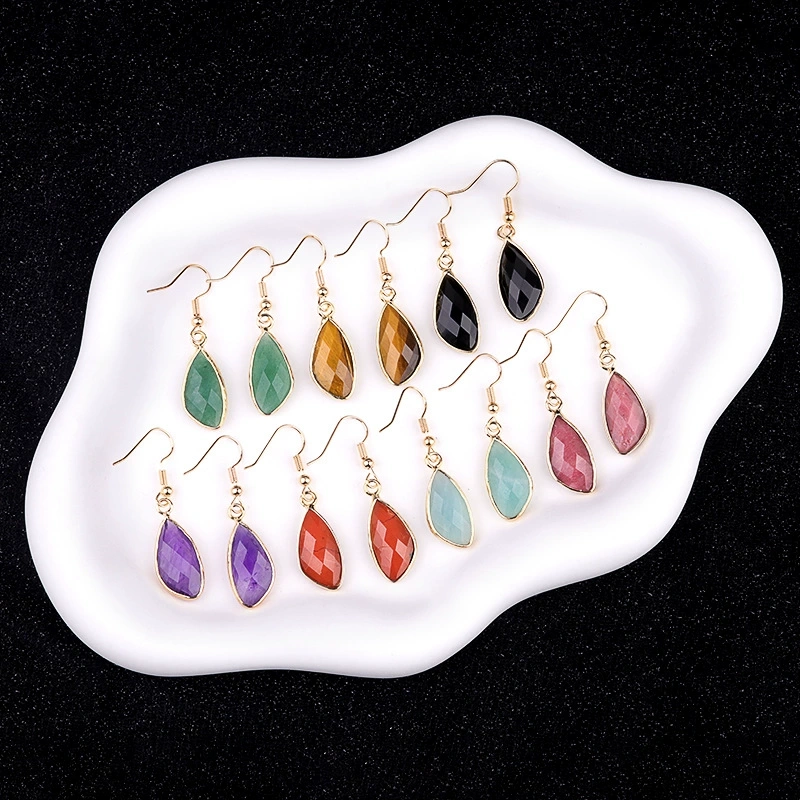 11x21mm amethyst rose quartz copper edged shaped drop earrings