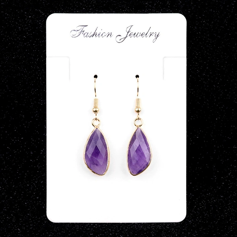 11x21mm amethyst rose quartz copper edged shaped drop earrings