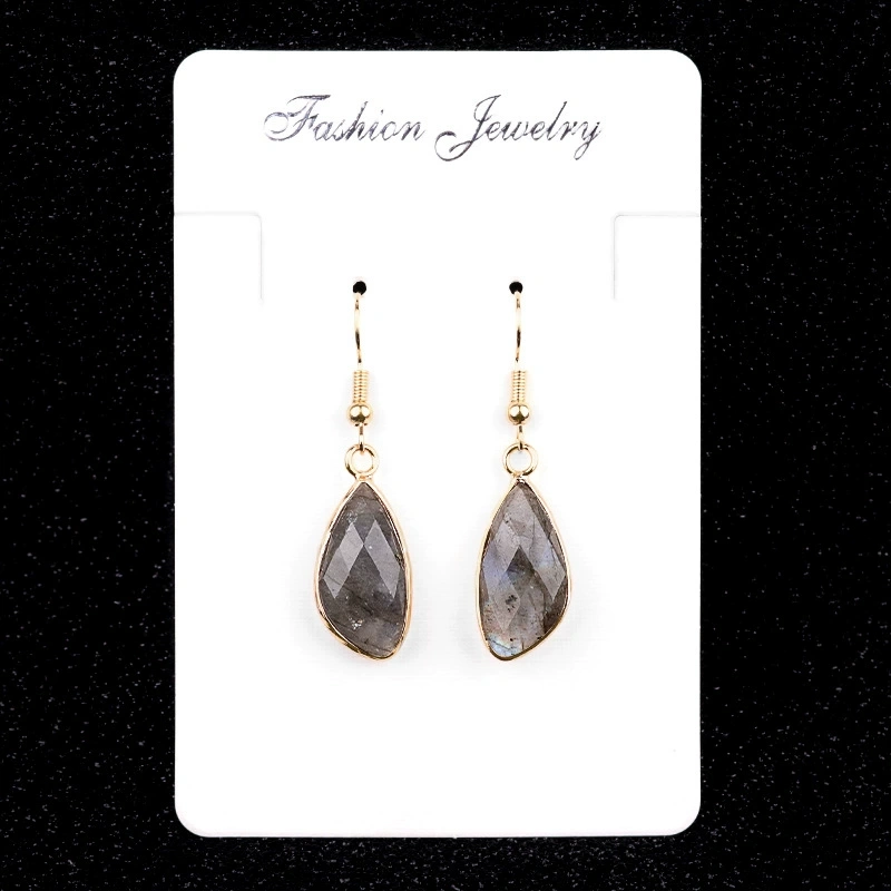 11x21mm amethyst rose quartz copper edged shaped drop earrings