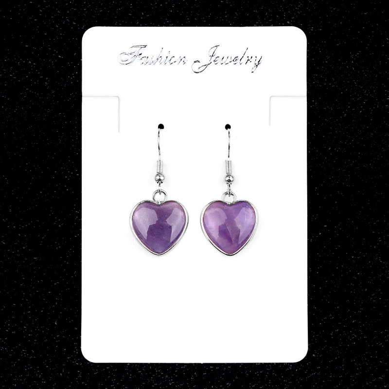 Amethyst agate stone love earrings gemstone earrings light luxury