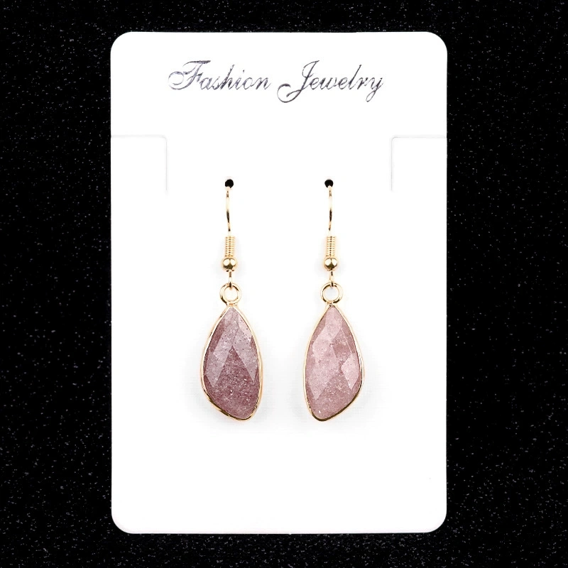 11x21mm amethyst rose quartz copper edged shaped drop earrings
