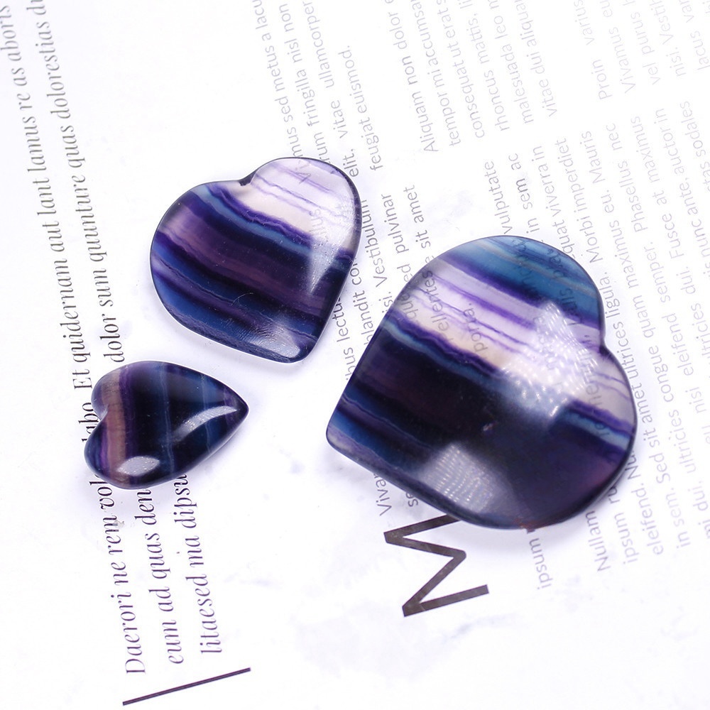 Natural rainbow fluorite colorful crystal energy stone stripes Heart