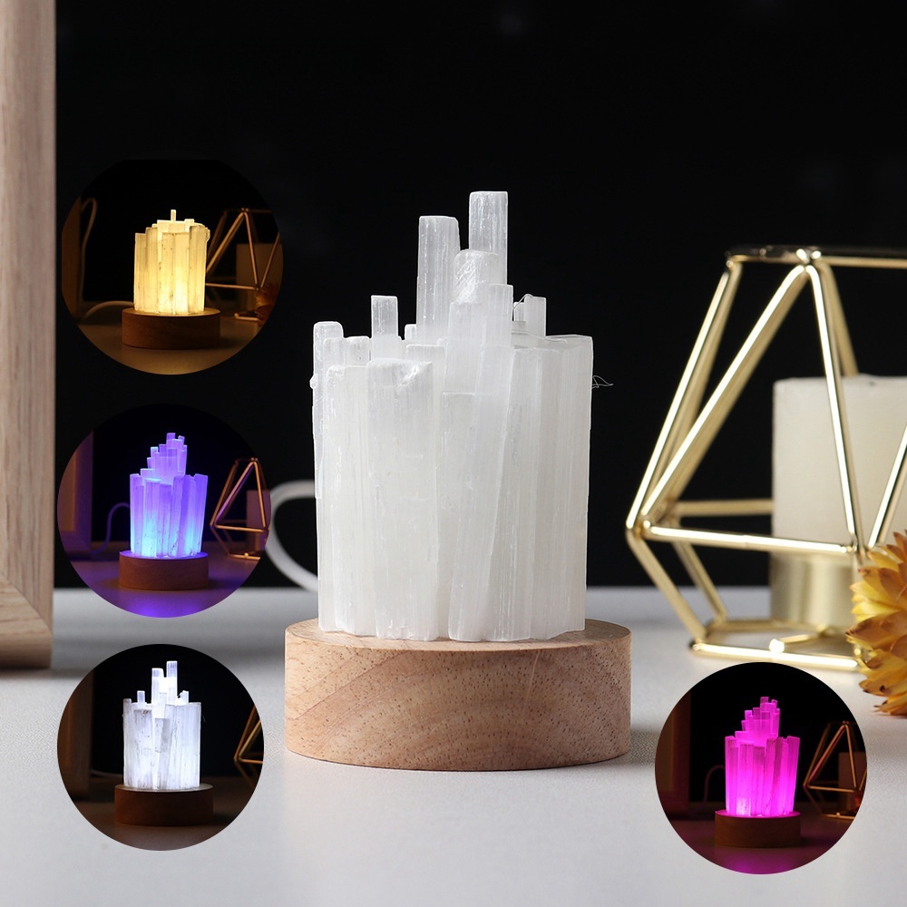 Natural crystal plaster night light ornaments eye protection low light bedroom bedside lamp