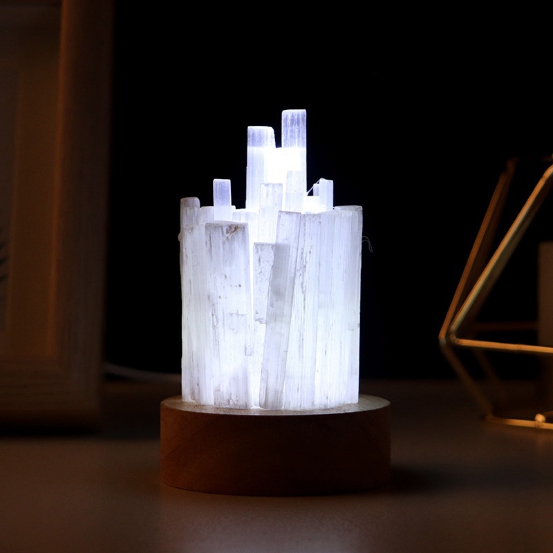 Natural crystal plaster night light ornaments eye protection low light bedroom bedside lamp
