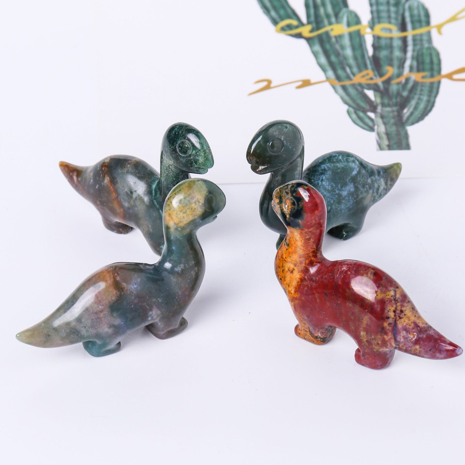 Natural crystal ocean jasper dinosaur hand-carved decorative ornaments