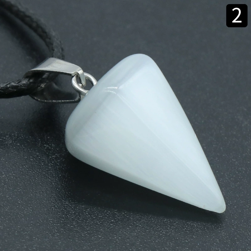 Colorful Cat's Eye Hexagonal Cone Necklace Pendant