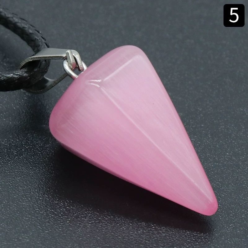 Colorful Cat's Eye Hexagonal Cone Necklace Pendant