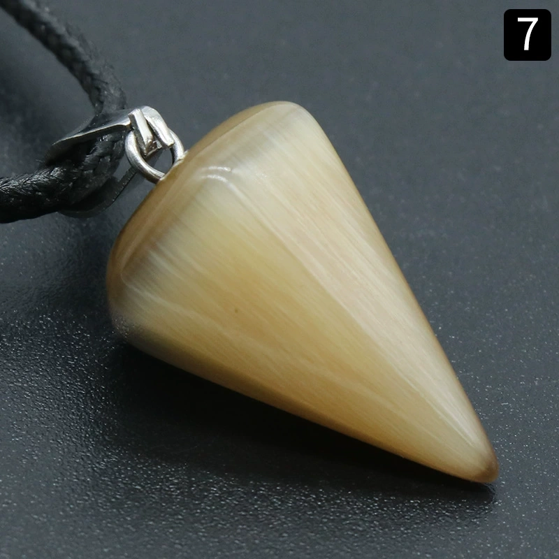 Colorful Cat's Eye Hexagonal Cone Necklace Pendant
