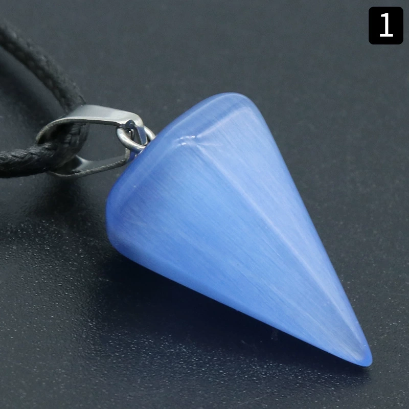 Colorful Cat's Eye Hexagonal Cone Necklace Pendant
