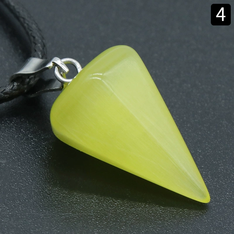 Colorful Cat's Eye Hexagonal Cone Necklace Pendant