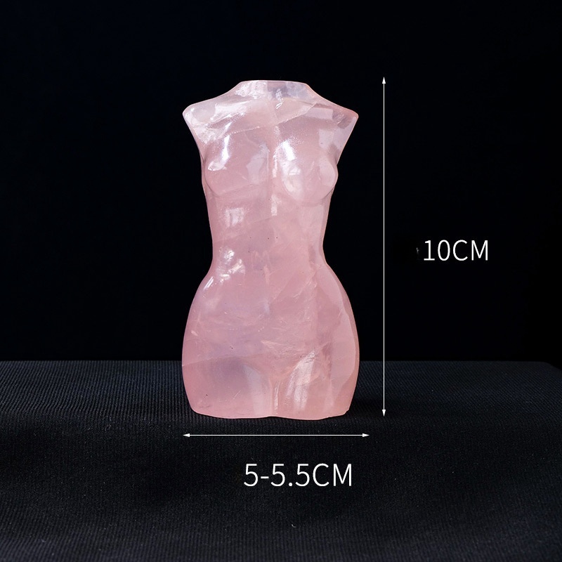 Natural Rose Quartz Female Model Torso Carving Crystal Rough Stone Carving