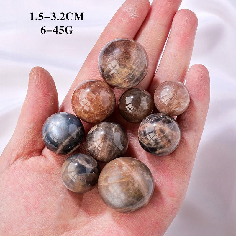 Natural stone black sunstone crystal ball ornaments energy ball