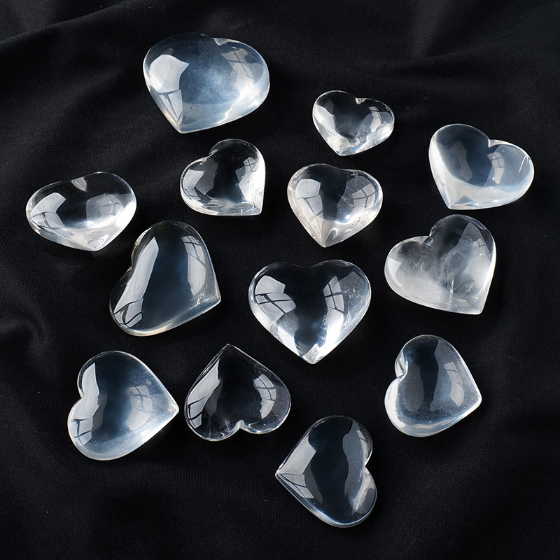 Natural clear quartz love ornaments crystal raw stone peach heart
