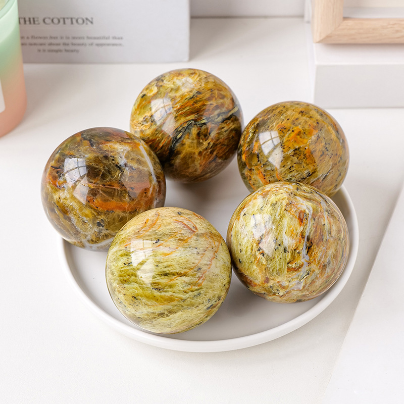 Natural opal crystal ball ornaments, polished raw stone