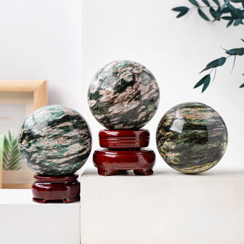Natural crystal powder purple mica crystal ball ornaments original stone polished