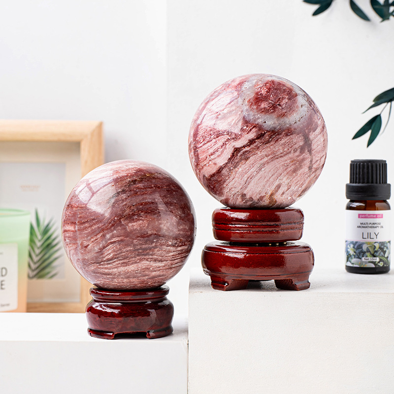 Natural crystal powder purple mica crystal ball ornaments original stone polished
