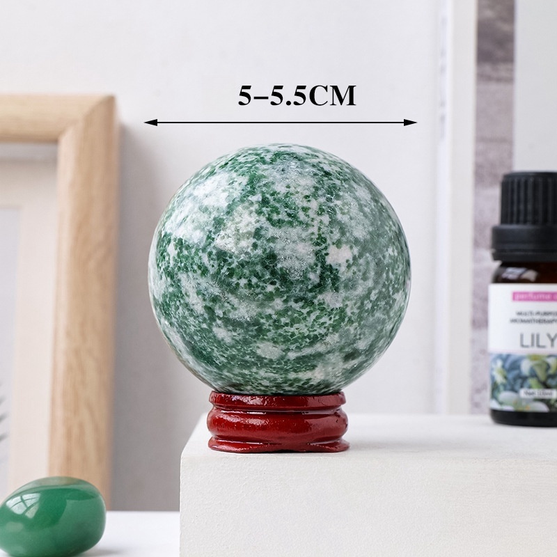 Natural Green Grassjade crystal ball, raw stone polished energy stone