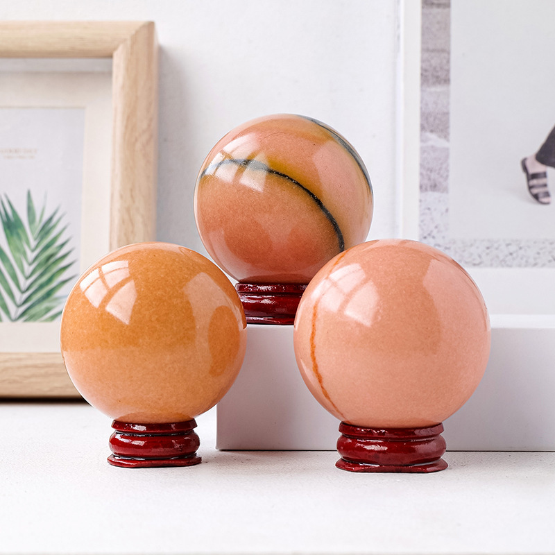 Natural rouge jade crystal ball crystal raw stone polishing